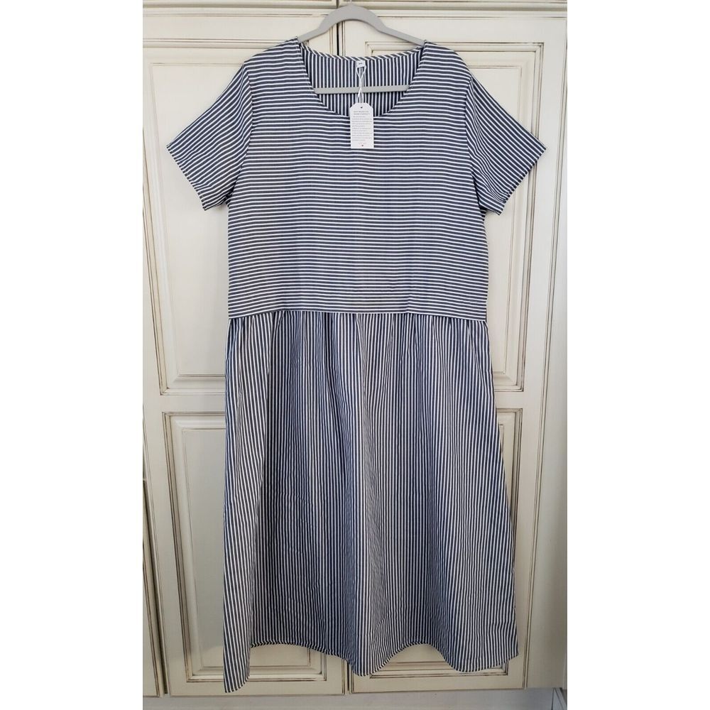 Made With Love Maxi Dress Xxl‎ Blue White Stripes Summer Comfort
